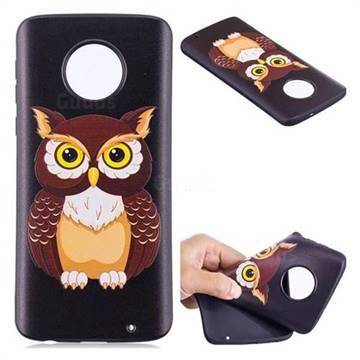 Big Owl 3D Embossed Relief Black Soft Back Cover for Motorola Moto G6 Plus G6Plus