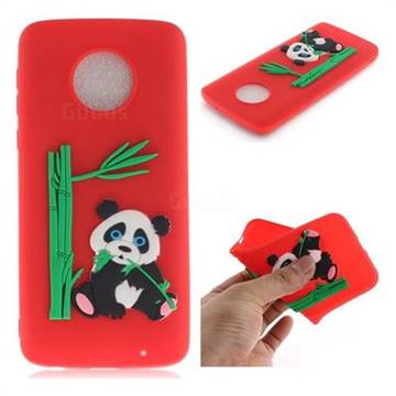 Panda Eating Bamboo Soft 3D Silicone Case for Motorola Moto G6 Plus G6Plus - Red