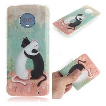 Black and White Cat IMD Soft TPU Cell Phone Back Cover for Motorola Moto G6 Plus G6Plus