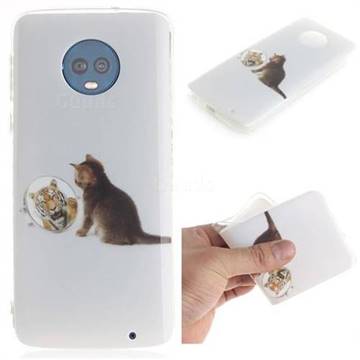 Cat and Tiger IMD Soft TPU Cell Phone Back Cover for Motorola Moto G6 Plus G6Plus