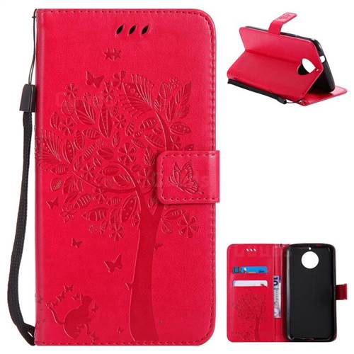 Embossing Butterfly Tree Leather Wallet Case for Motorola Moto G6 Plus G6Plus - Rose
