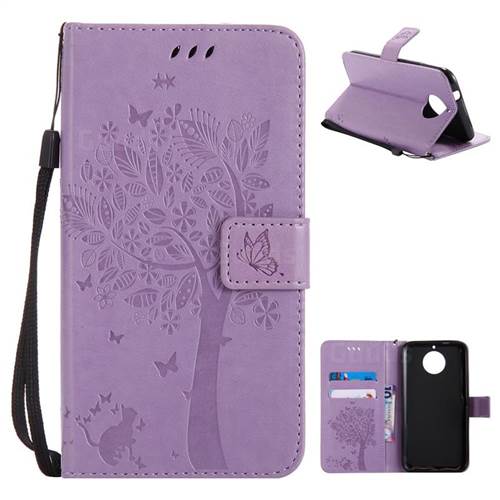 Embossing Butterfly Tree Leather Wallet Case for Motorola Moto G6 Plus G6Plus - Violet