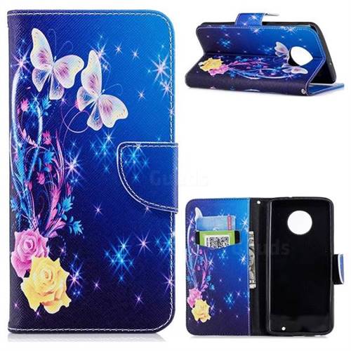 Yellow Flower Butterfly Leather Wallet Case for Motorola Moto G6 Plus G6Plus