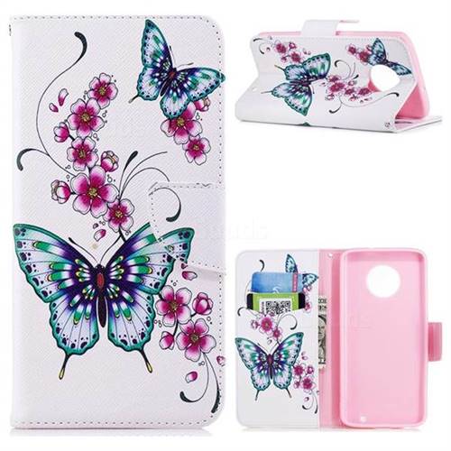 Peach Butterflies Leather Wallet Case for Motorola Moto G6 Plus G6Plus