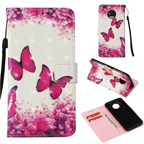 Rose Butterfly 3D Painted Leather Wallet Case for Motorola Moto G6 Plus G6Plus
