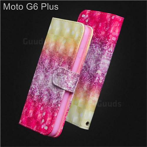 Gradient Rainbow 3D Painted Leather Wallet Case for Motorola Moto G6 Plus G6Plus