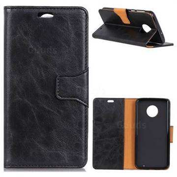 MURREN Luxury Crazy Horse PU Leather Wallet Phone Case for Motorola Moto G6 Plus G6Plus - Black