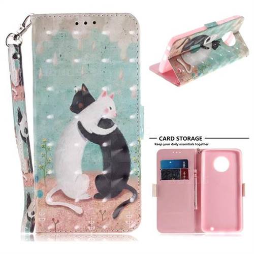 Black and White Cat 3D Painted Leather Wallet Phone Case for Motorola Moto G6 Plus G6Plus
