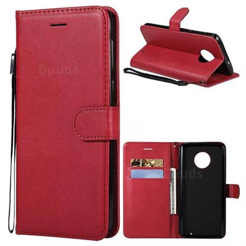 Retro Greek Classic Smooth PU Leather Wallet Phone Case for Motorola Moto G6 Plus G6Plus - Red