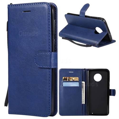 Retro Greek Classic Smooth PU Leather Wallet Phone Case for Motorola Moto G6 Plus G6Plus - Blue