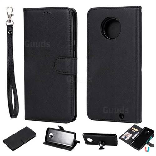 Retro Greek Detachable Magnetic PU Leather Wallet Phone Case for Motorola Moto G6 Plus G6Plus - Black
