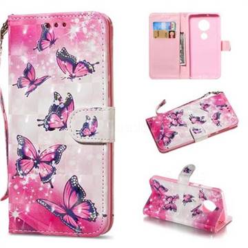Pink Butterfly 3D Painted Leather Wallet Phone Case for Motorola Moto G6 Plus G6Plus