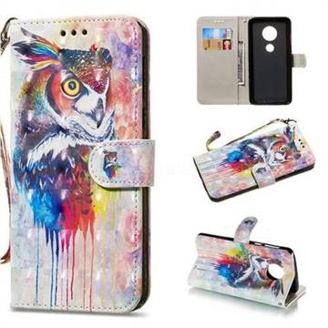 Watercolor Owl 3D Painted Leather Wallet Phone Case for Motorola Moto G6 Plus G6Plus