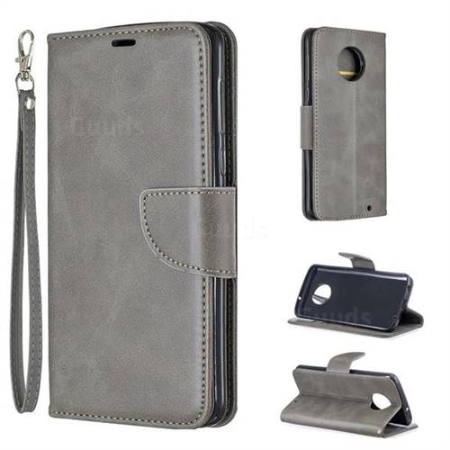 Classic Sheepskin PU Leather Phone Wallet Case for Motorola Moto G6 Plus G6Plus - Gray