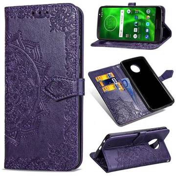 Embossing Imprint Mandala Flower Leather Wallet Case for Motorola Moto G6 Plus G6Plus - Purple