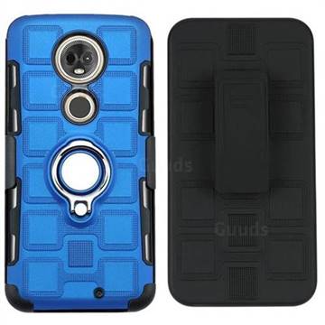 3 in 1 PC + Silicone Leather Phone Case for Motorola Moto G7 / G7 Plus - Dark Blue