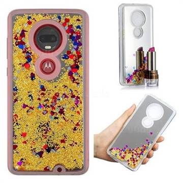 Glitter Sand Mirror Quicksand Dynamic Liquid Star TPU Case for Motorola Moto G7 / G7 Plus - Yellow