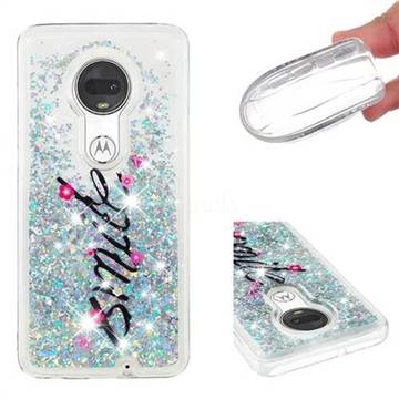 Smile Flower Dynamic Liquid Glitter Quicksand Soft TPU Case for Motorola Moto G7 / G7 Plus