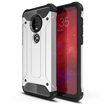 King Kong Armor Premium Shockproof Dual Layer Rugged Hard Cover for Motorola Moto G7 / G7 Plus - Technology Silver
