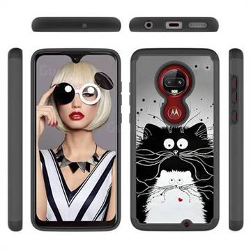 Black and White Cat Shock Absorbing Hybrid Defender Rugged Phone Case Cover for Motorola Moto G7 / G7 Plus