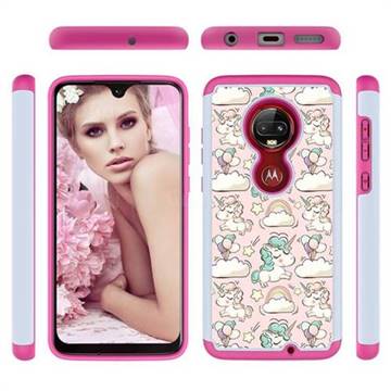 Pink Pony Shock Absorbing Hybrid Defender Rugged Phone Case Cover for Motorola Moto G7 / G7 Plus