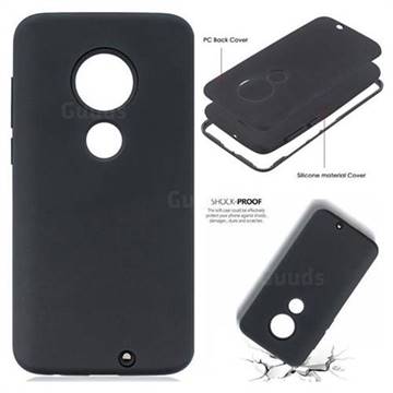 Matte PC + Silicone Shockproof Phone Back Cover Case for Motorola Moto G7 / G7 Plus - Black