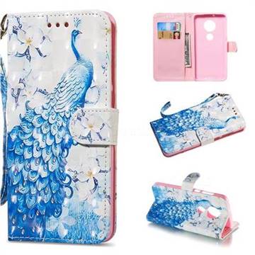 Blue Peacock 3D Painted Leather Wallet Phone Case for Motorola Moto G7 / G7 Plus