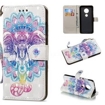 Colorful Elephant 3D Painted Leather Wallet Phone Case for Motorola Moto G7 / G7 Plus