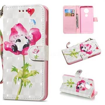 Flower Panda 3D Painted Leather Wallet Phone Case for Motorola Moto G7 / G7 Plus