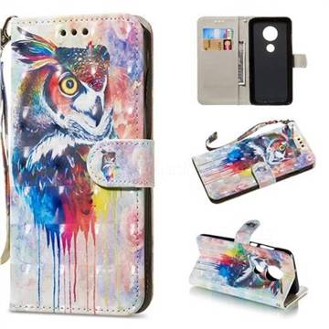 Watercolor Owl 3D Painted Leather Wallet Phone Case for Motorola Moto G7 / G7 Plus