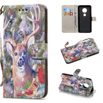 Elk Deer 3D Painted Leather Wallet Phone Case for Motorola Moto G7 / G7 Plus
