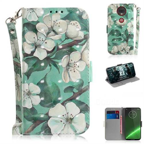 Watercolor Flower 3D Painted Leather Wallet Phone Case for Motorola Moto G7 / G7 Plus