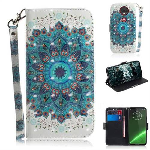 Peacock Mandala 3D Painted Leather Wallet Phone Case for Motorola Moto G7 / G7 Plus