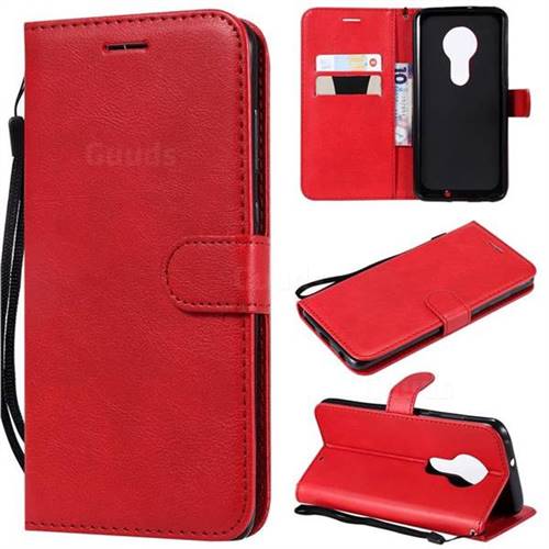 Retro Greek Classic Smooth PU Leather Wallet Phone Case for Motorola Moto G7 / G7 Plus - Red