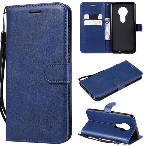 Retro Greek Classic Smooth PU Leather Wallet Phone Case for Motorola Moto G7 / G7 Plus - Blue