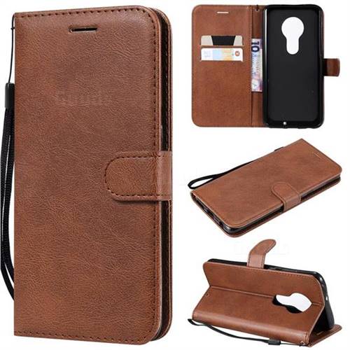 Retro Greek Classic Smooth PU Leather Wallet Phone Case for Motorola Moto G7 / G7 Plus - Brown
