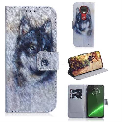 Snow Wolf PU Leather Wallet Case for Motorola Moto G7 / G7 Plus