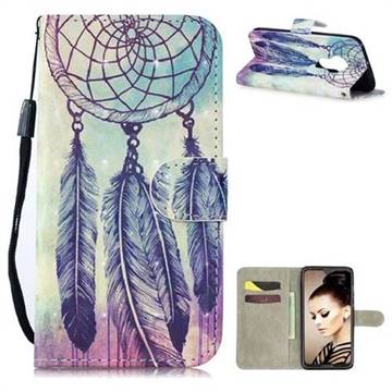 Feather Wind Chimes 3D Painted Leather Wallet Phone Case for Motorola Moto G7 / G7 Plus