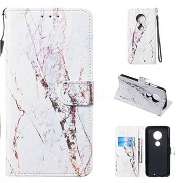 White Marble Smooth Leather Phone Wallet Case for Motorola Moto G7 / G7 Plus