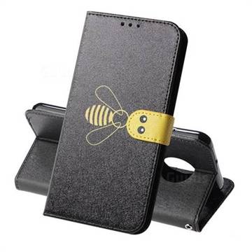Silk Texture Bee Pattern Leather Phone Case for Motorola Moto G7 / G7 Plus - Black