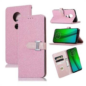 Fashion Glitter Metal Buckle Wallet Case for Motorola Moto G7 / G7 Plus - Pink