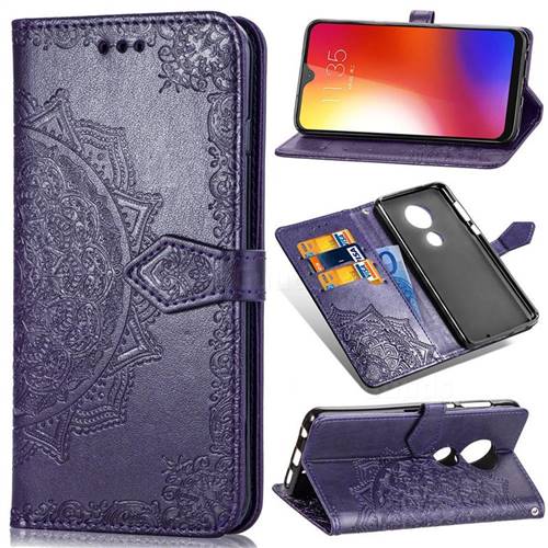 Embossing Imprint Mandala Flower Leather Wallet Case for Motorola Moto G7 / G7 Plus - Purple