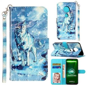 Snow Wolf 3D Leather Phone Holster Wallet Case for Motorola Moto G7 / G7 Plus