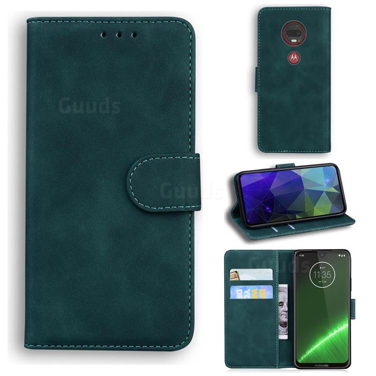 Retro Classic Skin Feel Leather Wallet Phone Case for Motorola Moto G7 / G7 Plus - Green