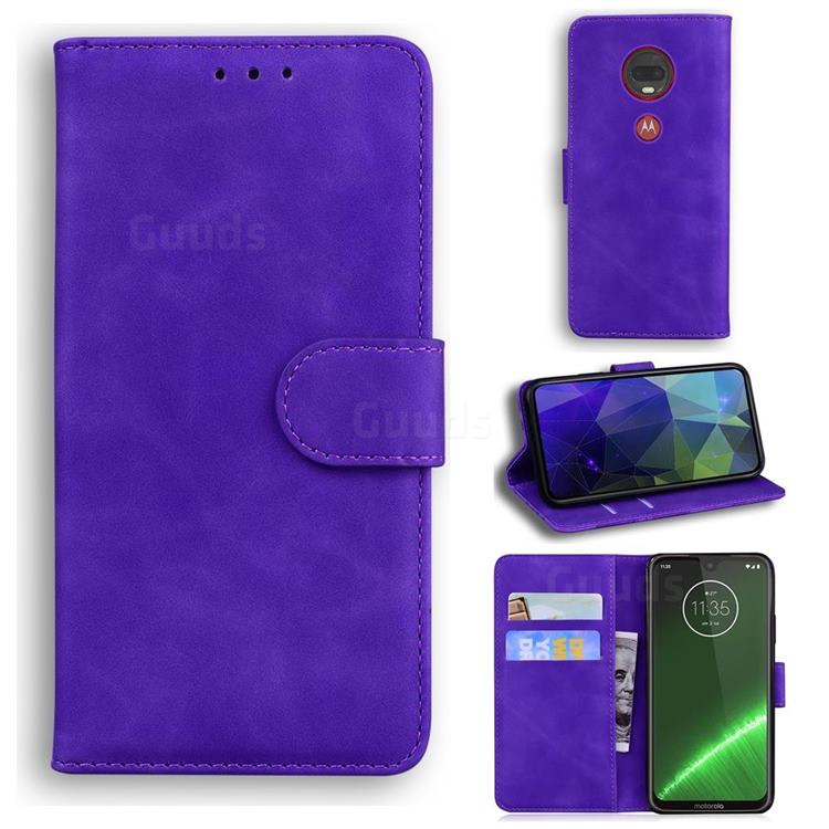 Retro Classic Skin Feel Leather Wallet Phone Case for Motorola Moto G7 / G7 Plus - Purple
