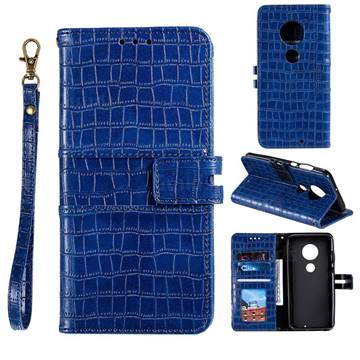 Luxury Crocodile Magnetic Leather Wallet Phone Case for Motorola Moto G7 / G7 Plus - Blue