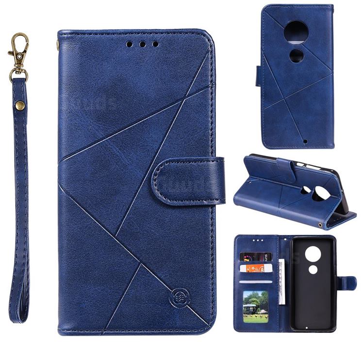 Embossing Geometric Leather Wallet Case for Motorola Moto G7 / G7 Plus - Blue