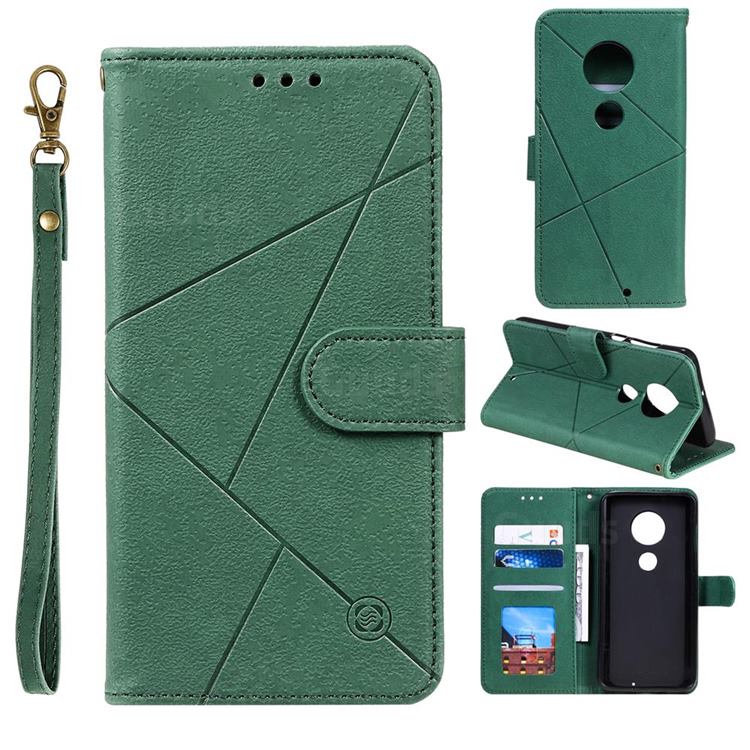 Embossing Geometric Leather Wallet Case for Motorola Moto G7 / G7 Plus - Green
