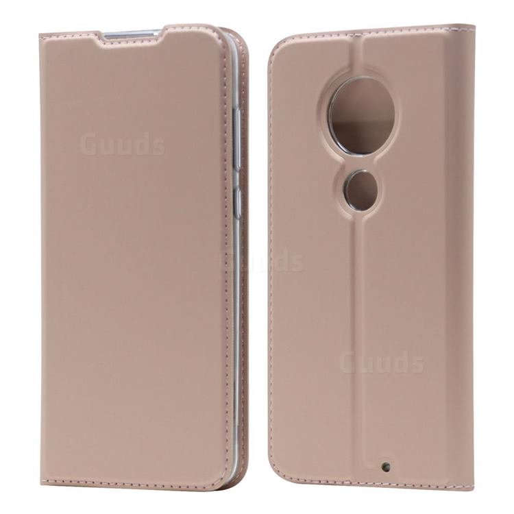 Ultra Slim Card Magnetic Automatic Suction Leather Wallet Case for Motorola Moto G7 / G7 Plus - Rose Gold