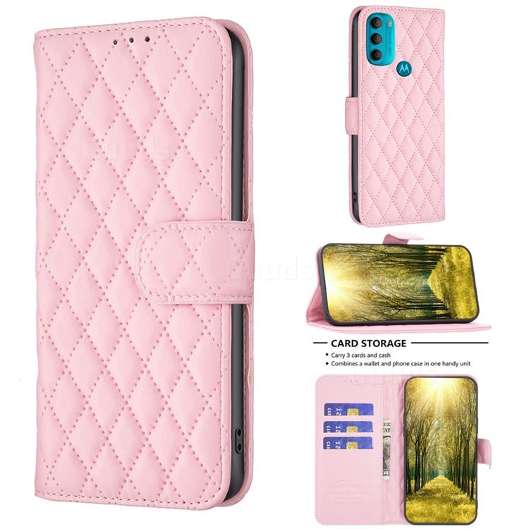 Binfen Color BF-14 Fragrance Protective Wallet Flip Cover for Motorola Moto G71 5G - Pink